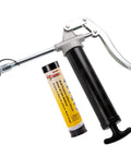 Compact Pistol Grip Grease Gun With 3 Oz Cartridge Black Built For One Hand Operation Lightweight Easy To Use For Hard To Reach Jobs