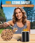 Woman using pellet scoop from Tabletop Fire Pit Accessory Kit For Mesa XL 7 Inch Lid With Pellet Scoop Marshmallow Sticks Stick Rests And Carry Case Perfect Outdoor Gathering Upgrade With Easy Setup And Fun Roasting
