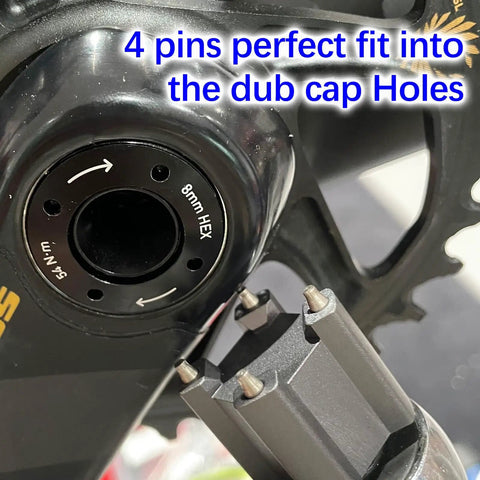 Dub Cap And Remove Tool For SRAM BB30 Crankset Self Extracting Arm Cap Removal Non Round Design Easy Insertion shown with four pins