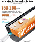 7000mAh battery of Rechargeable Motion Sensor Ceiling Light With 500 Lumen LED No Fuss Easy Install Full Metal Battery Powered Closet Light 3 Color Temperature Dimmable Remote And Timer Magnetic Cordless Mount For Shower Hallway Garage Pantry Black showing USB-C charging