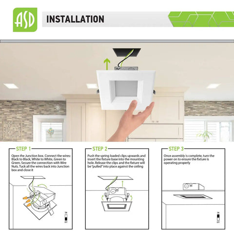 Hand installing 12 Pack 6 Inch LED Square Recessed Lights With Integrated Junction Box 3000K Warm White 15W 950LM Dimmable