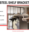 Beefy 1000-Pound Heavy Duty Shelf Brackets Set in industrial steel, black, 12.5x10 inch supporting a countertop