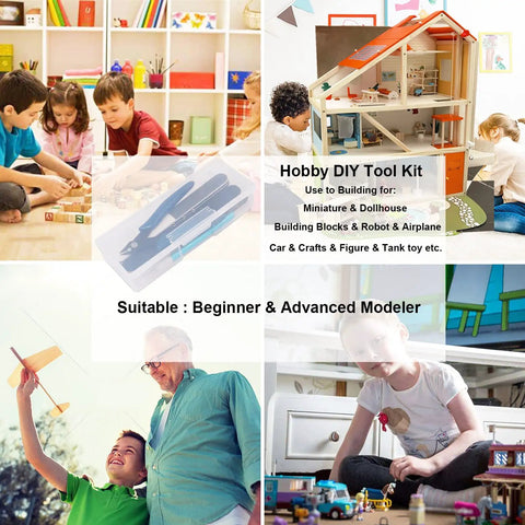 Dope 16 Piece Hobby Model Building Tool Kit For DIY Miniatures Essential Hand Tools Set For Dollhouse Crafts usage