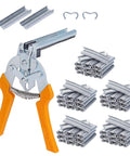 Hog Ring Pliers Kit Type M With 3000 M Clips for Fencing and Animal Cages, yellow handles, includes metal pliers and clips.