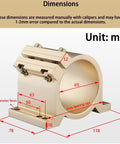 Heavy Duty CNC Router Spindle Clamp Bracket 65Mm 80Mm Frame Offering Straight Up 50Mm 63Mm Dual Hole Layout dimensions diagram