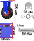 Heavy Duty Rubber Casters 200 Mm Swivel Wheels Silent Shock Absorbent Natural Rubber Treads Stainless Steel Plates hardware and dimensions layout