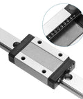 Close-up of MGN12 400mm Linear Guide Rail Kit With 2 MGN12H Carriage Blocks And 2 Mini Guides For DIY 3D Printers And CNC Machines.