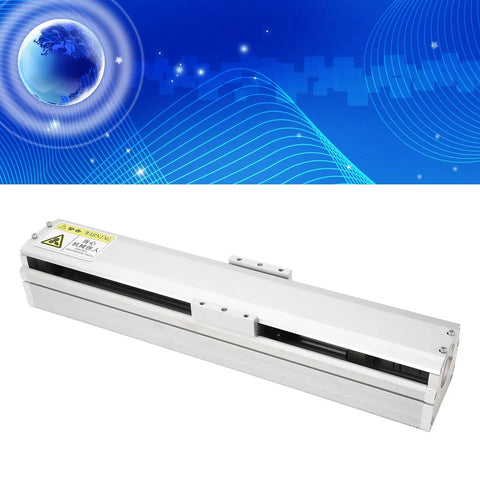 Heavy Duty CNC Linear Motion Rack Guide Rail System In Aluminum With 200Mm SFU1605 Electric Actuator side view on blue background