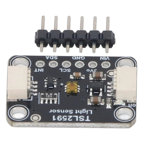 Ultra Accurate Digital Light Sensor Module TSL2591 With I2C Qwiic Interface 3 To 5V, High Sensitivity Lux Detector Capable Of Reading Up To 88000 Lux, Plug And Play Dope Optical Sensor For Prototype Builds, black PCB module with Qwiic pins