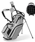 Golf Cart Bag With 14 Way Top Divider And Full Length Dividers 2 In 1 Design Dual Shoulder Straps Sturdy Support Legs Rain Cover