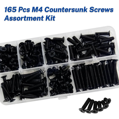 165 pcs M4 countersunk screws assortment kit in plastic organizer