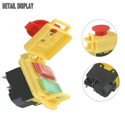 Emergency Stop Pushbutton Switch For 110V Lathe Parts With Electromagnetic Switch 5 Pins IP54 Built Tough For CJ 0618 And Other Machines