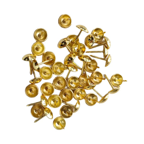 Top Shelf 200 Pack Gold Upholstery Tacks and Furniture Nails Delivering a Badass Glow for Sofas Chairs Beds and DIY Home Decor Projects in Rock Solid 7/16 Inch Dimensions That Truly Hit The Spot Today - set of shiny gold nails.