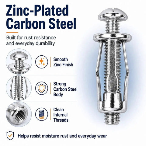 Heavy Duty Expansion Screw Petal Nut Button Rivet Locking Fastener Rock Solid Grip Built To Lock Down Tight on Zinc Plated Carbon Steel.