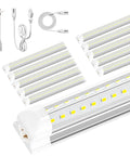 Eight Foot LED Shop Light 90W 12,000 Lumens 5000K V Shape Bulbs For Garage, Workshop, Warehouse Plug And Play Pack Of 10