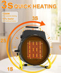 Front view of 1500W Outdoor Space Heater For Patio And Garage With 3 Second Quick Heat, Overheat Protection, Non Slip Cushion Base