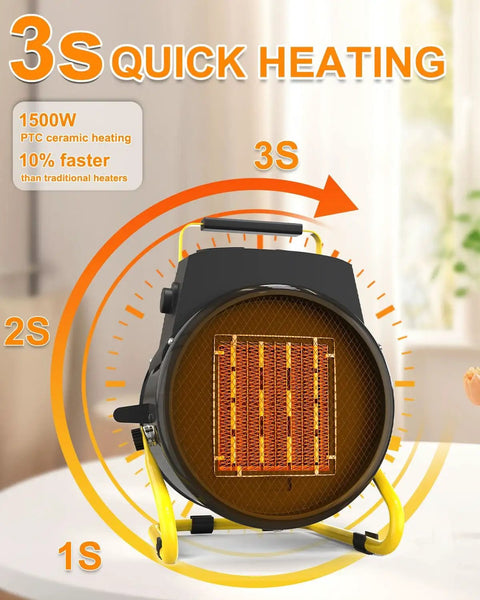 Front view of 1500W Outdoor Space Heater For Patio And Garage With 3 Second Quick Heat, Overheat Protection, Non Slip Cushion Base