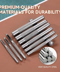 Heavy Duty Leather Hole Punch Set With 1mm To 10mm Holes Twenty Five Sixty Fourths Inch Hollow Round Punches Carbon Steel Build