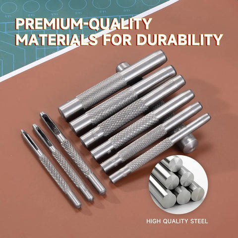 Heavy Duty Leather Hole Punch Set With 1mm To 10mm Holes Twenty Five Sixty Fourths Inch Hollow Round Punches Carbon Steel Build