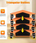 Heavy Duty Furniture Mover Dolly Set Of 4 stacked triangular dollies made of premium carbon steel with wheels.