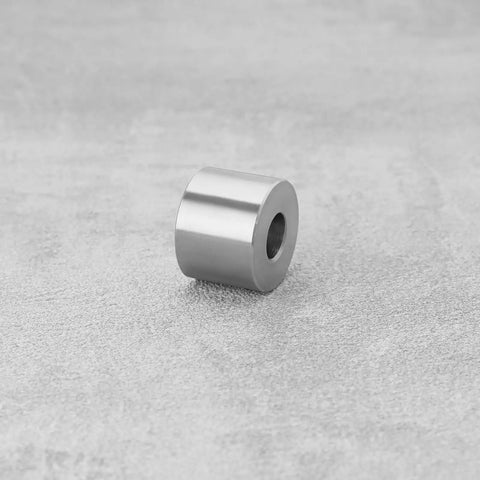 Hardcore Grade Eight Piece 304 Stainless Steel Spacer Sleeves M8 Unthreaded Bushings, unthreaded bushing showing smooth surface.