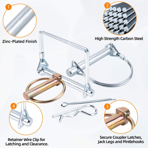 360 Piece Heavy Duty Pin Kit For Trailers Tractors Trucks Mowers And Farm Equipment with hitch, hair, lynch pins shown