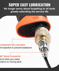 Half Inch Air Impact Wrench With 1400 Ft-Lbs Torque, Ultra Lightweight 4.6 Lbs, close-up of 360° Quick Connector and lubricator