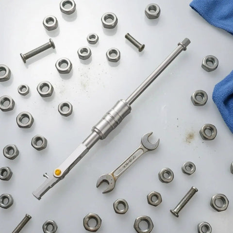 Heavy Duty Two Jaw Internal Bearing Puller Extractor Carbon Steel Premium Kit with wrench and bolts on white surface