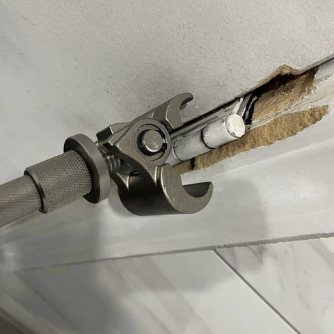 Heavy duty metal forged tool adjusting hinge for door gap reduction in seconds, without drilling, fits wood and metal doors.