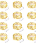 12 Pack Fairy Lights Battery Operated String Lights 7 Feet Long With 20 Mini LEDs Waterproof Silver Wire Firefly Moon Starry Lights
