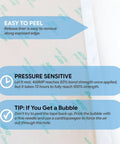 Close-up of 468MP Double Sided Adhesive Transfer Tape Sheets showing easy peel and pressure-sensitive features.