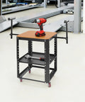 Built Tough Rolling Planer Stand With 550 Lb Capacity Height Adjustable Tool Cart Wooden Worktable with drill on top