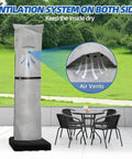 Heavy Duty Patio Cantilever Umbrella Cover With Air Vent 600D Waterproof Fabric UV Shield Anti Fade 9-13 ft on patio