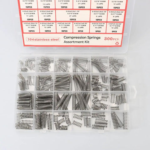 Get Your Hands On This Awesome 300PCS Stainless Steel Compression Spring Assortment Kit With 23 Varied Sizes Perfect for Mechanical Repair Electronic DIY Projects And Car Gadgets To Fix Doors Umbrellas Piano Keys And Kitchenware Like A Boss Today. 304 stainless steel spring kit, 300 pieces, assorted sizes