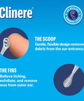 Gentle Ear Wax Removal Tool Kit For Safe Ear Cleaning With Flexible Scoop And Fin Design details on blue background