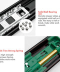 Solid ball bearing and spring mechanism in soft close drawer slides 22 inch black side mount heavy duty tough as nails cabinet rails.