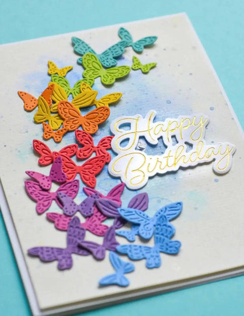 Colorful butterfly metal die cuts on DIY card from 11 Piece Butterfly Metal Die Cuts Set For DIY Cards Scrapbooking And Embossing Frames Wedding Stencils High Detail Carbon Steel Dies For Paper Crafts Photos And Card Making Dope Craft Kit