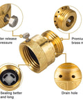 Two Pack Brass Vacuum Breaker Set With Three Quarter Inch Anti Siphon Hose Bib Valves For Garden Spigot And RV Hose Connection