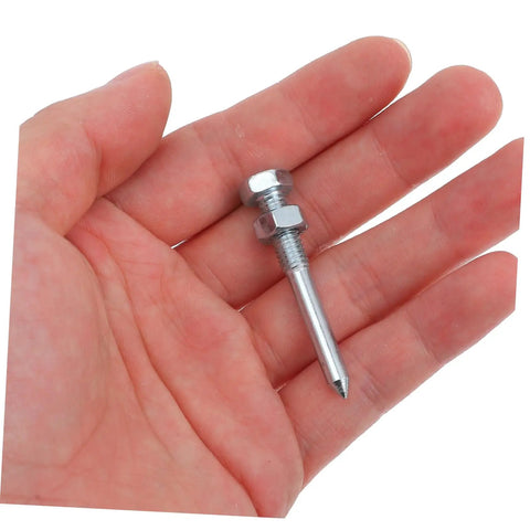 20 Pcs Lawn Aerator Shoe Spikes For Grass Aeration held in hand, showing size and metal material.