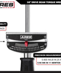 3/8-Inch Drive Beam Torque Wrench 0-800 Inch-Pounds And 0-90 Newton Meters With Clear High Visibility Markings, close-up view.