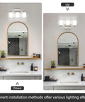 Brushed Nickel Vanity Light For Bathroom Mirrors Hits Different For Your Vanity Area Solid Pick With Etl Certified Ceramic E26 Socket shown above and below mirror.