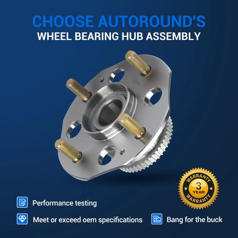 Rear Wheel Hub And Bearing Assembly 512178 For Honda Accord 1998 1999 2000 2001 2002 2.3L With ABS Four Lug Flange Diameter 5.98 Inches Bolt Circle 4.5 Inches Replacement Part Ready To Roll