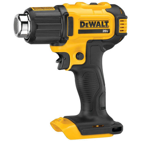 Cordless Heat Gun With LED Light And Lock On Convenience, No Cord, All Power, Hits Up To 990 Fahrenheit, Roughly 42 Minutes Runtime Per Charge, Includes Flat And Hook Nozzle Attachments, Tool Only DCE530B displayed front view
