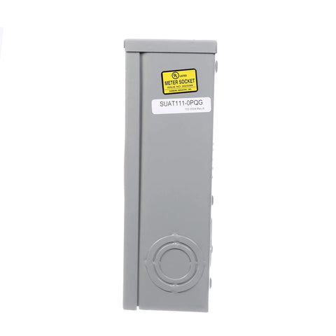 Side view of 135 Amp Meter Socket With Ringless Cover For Overhead And Underground Feeds, Four Jaw Ground Neutral Lugs, Horn Bypass