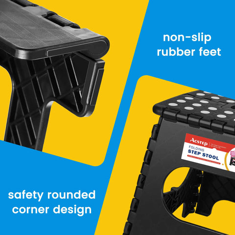 Folding Step Stool 11 Inch Non Slip Lightweight Plastic Sturdy Collapsible Foot Stool Heavy Duty Supports 300 Lbs close-up
