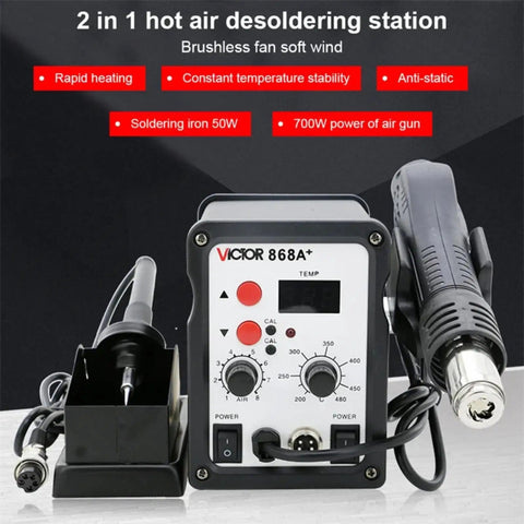700W Soldering Station With Hot Air Rework, Pro Grade Electric Soldering Iron, Digital LED Temperature Control shown.