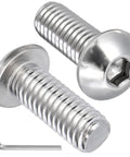 22 Pack 3/8 16 X 1/2 In Button Head Socket Cap Bolts Made From Badass 304 Stainless Steel with an Allen wrench included.