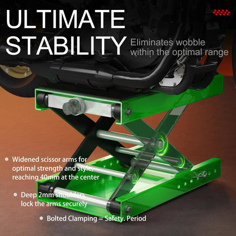 Heavy Duty Aluminum Motorcycle Scissor Lift Jack 1100 Lbs with Upgraded M16 Screw and Dual Reinforcement Shafts for Superior Stability