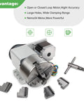 K12 130mm CNC 4th Axis for Router Table Rotary Milling Machine with 30mm Through Hole, 4 Jaw Chuck, 4 to 1 Reduction