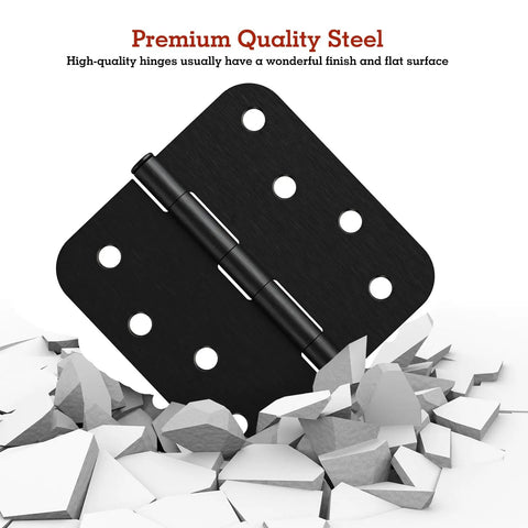 Oil Rubbed Bronze 4 Inch Hinges, 12 Pack, premium quality steel with round corner, on cracked white surface